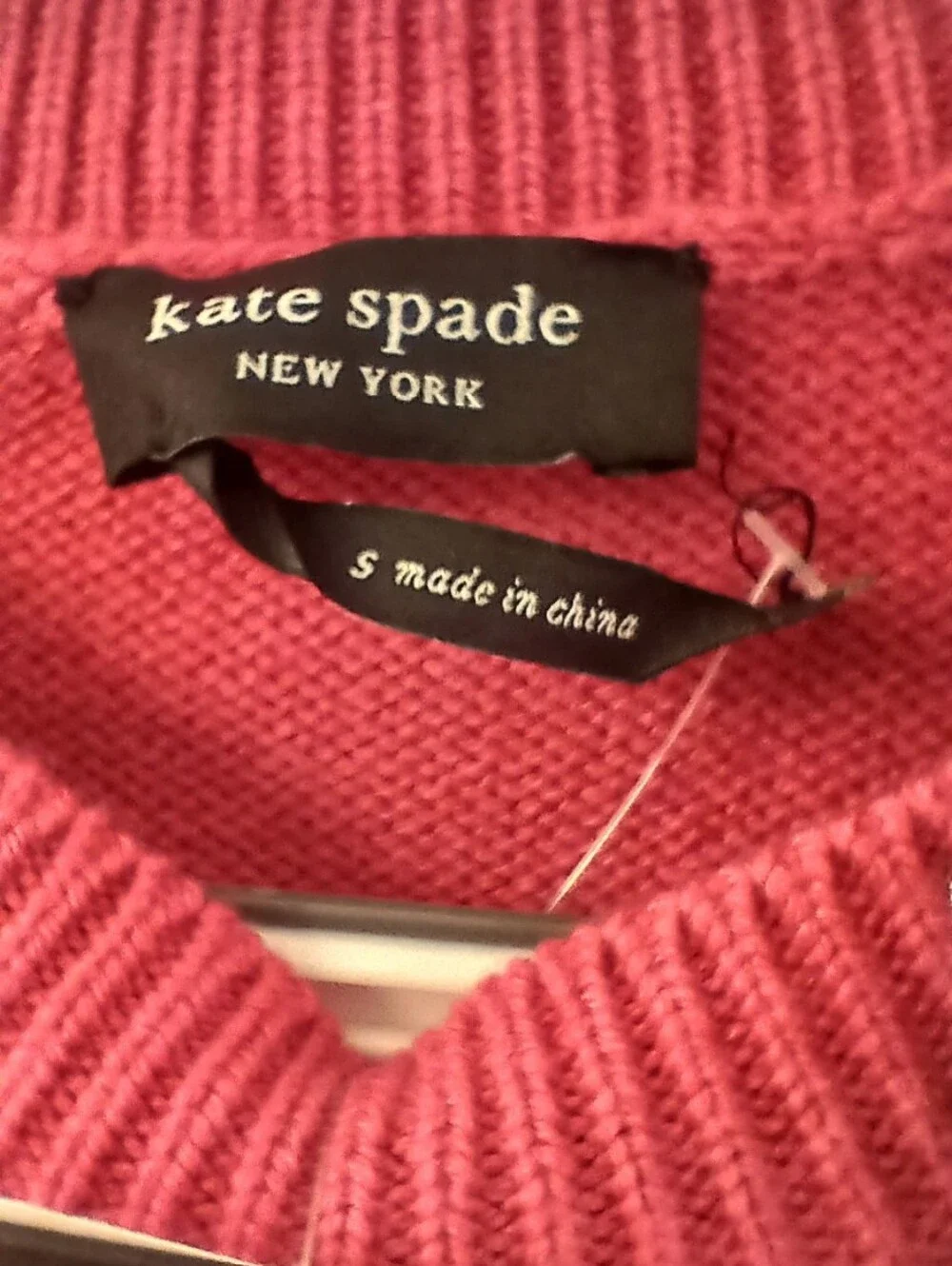 Kate Spade New York Hot Pink Rhinestone‑Bow Sweater – Size Small – NWT
